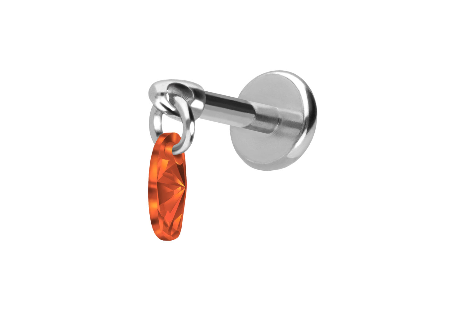 Titan Labret Piercing mit Push Fit KRISTALLOVAL